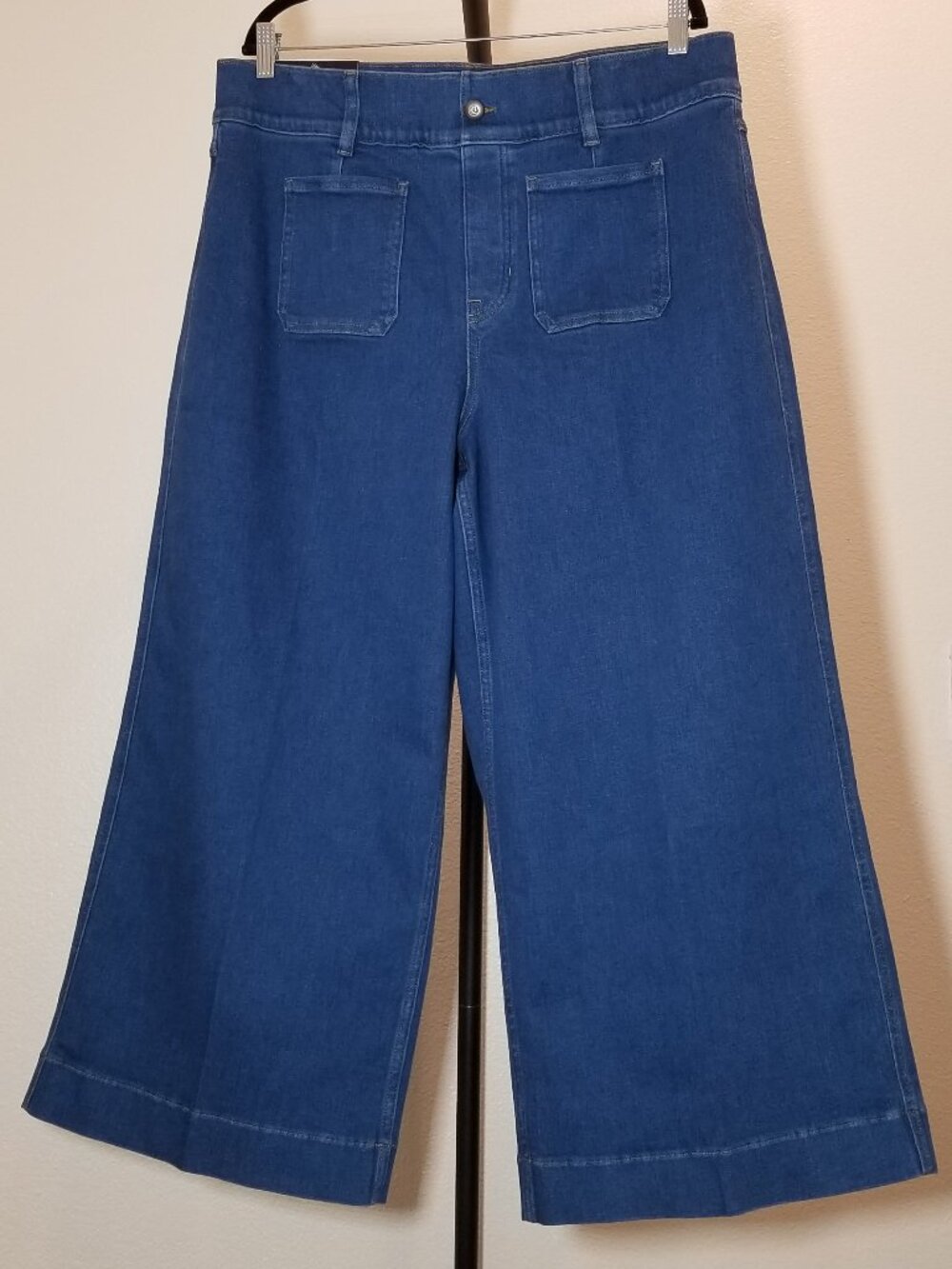 Spanx Cropped Wide Leg Denim Jeans Patch Pockets Womens 2X Boho Cottage City NWT